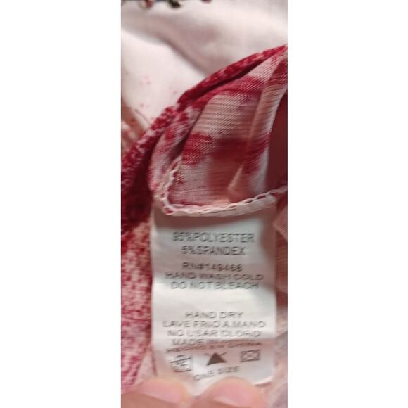 Womens Y2K Red Ombre Flowy Top with Rhinestone Cat Design One Size Whimsical Fun - Picture 6 of 6